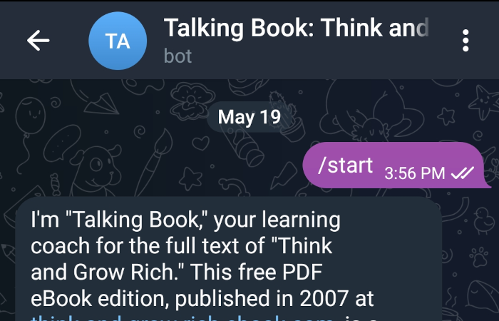 Screenshot of TelegramGPT: AI Telegram Bot